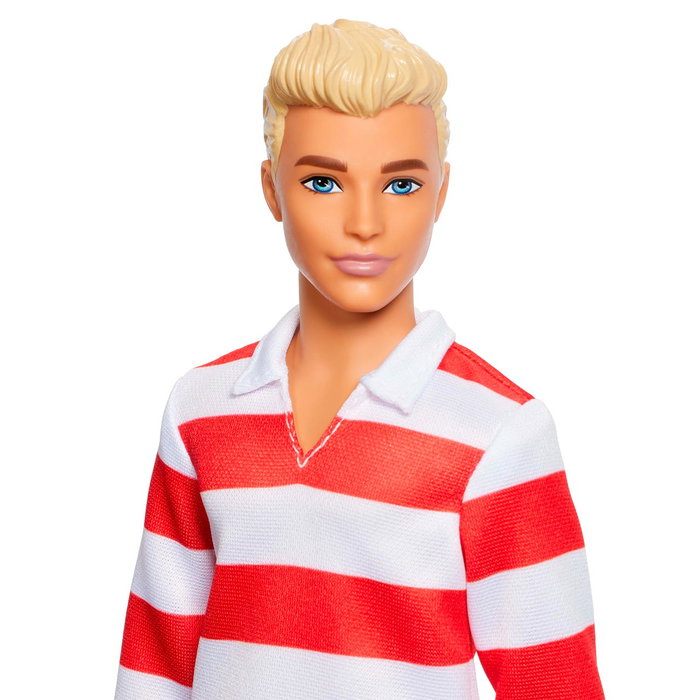 Barbie Ken Fashionista avec polo à rayures rouges et short rose