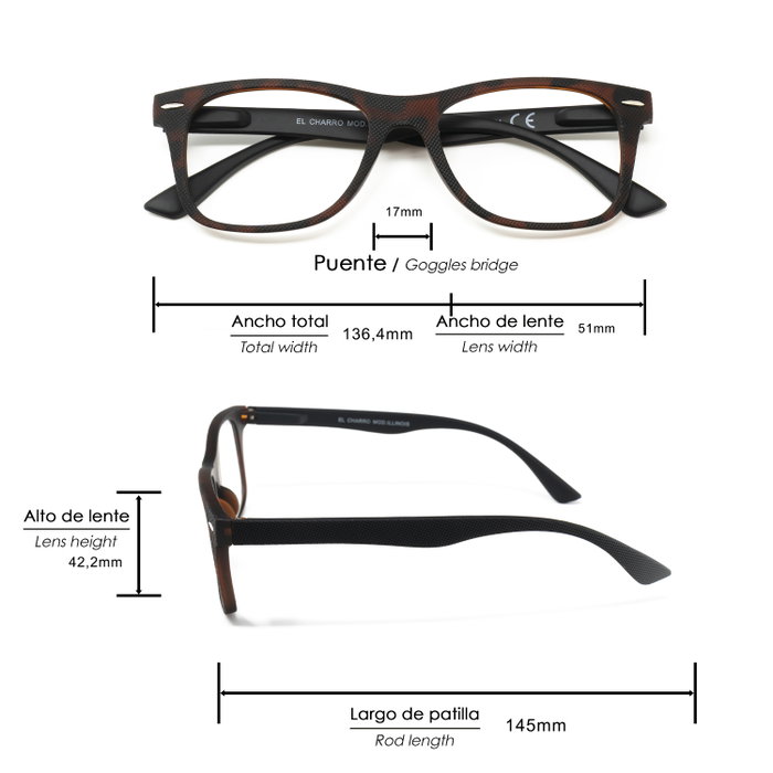 EL CHARRO Lunettes de lecture Illinois motif écaille de tortue +3,0