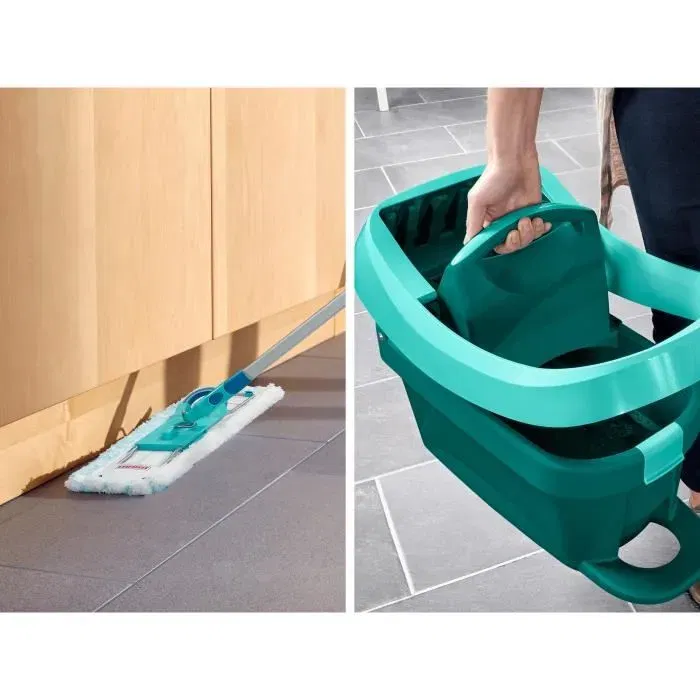 Leifheit Set Lave-Sol Profi XL Mobile avec Seau Essoreur à Roulettes 55096, Balai Serpillière Plat à 360° et Housse Micro-Duo, 42 cm