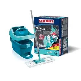 Leifheit Set Lave-Sol Profi XL Mobile avec Seau Essoreur à Roulettes 55096, Balai Serpillière Plat à 360° et Housse Micro-Duo, 42 cm