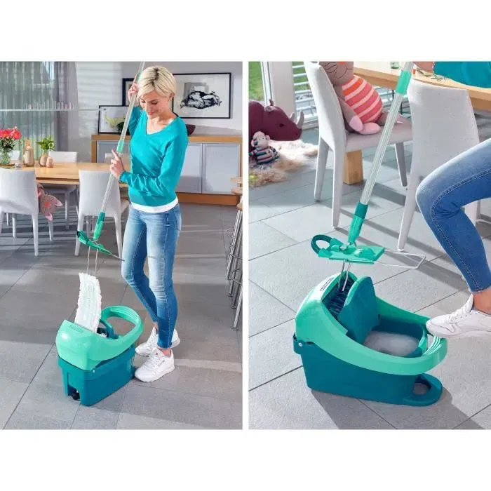 Leifheit Set Lave-Sol Profi XL Mobile avec Seau Essoreur à Roulettes 55096, Balai Serpillière Plat à 360° et Housse Micro-Duo, 42 cm