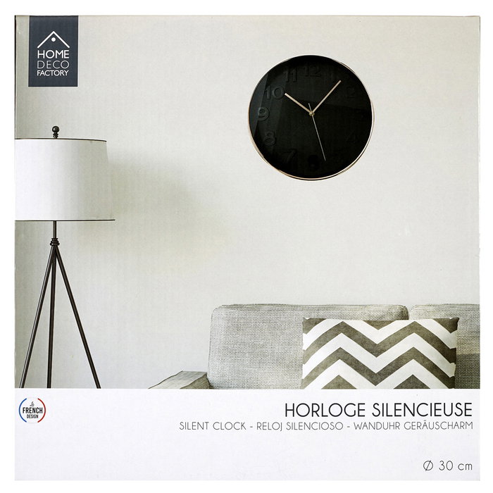 Home Deco Factory Horloge Murale 30,5 cm Noir Home Deco Factory Horloge Murale 30,5 cm Noir