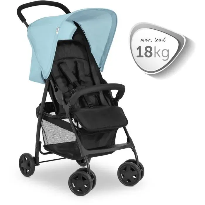 Hauck Sport Poussette canne Pliable inclinable Capote Pare-Soleil 4 roues pivotantes Noir Bleu - Dès la naissance jusqu'à 15 kg