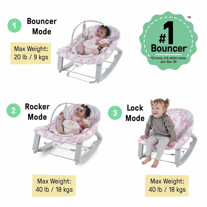 Ingenuity Keep Cozy Lily - Transat bébé évolutif 3-en-1 avec vibration Ingenuity Keep Cozy Lily - Transat bébé évolutif 3-en-1 avec vibration
