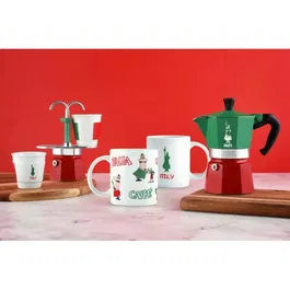 Bialetti Cafetière italienne La Mokina Italia - 1 tasse (40 ml) - Vert ou Rouge - Pour tous feux sauf induction