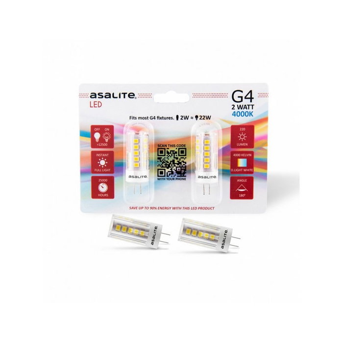 Asalite Bombilla LED G4 2W 220Lm 4000K IP20 Blanco Natural Asalite Bombilla LED G4 2W 220Lm 4000K IP20 Blanco Natural
