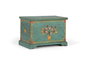 GINER Y COLOMER - Coffre en bois de manguier, couleur vert turquoise avec motifs floraux peints à main, dimensions 33x53x30 cm