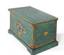 GINER Y COLOMER - Coffre en bois de manguier, couleur vert turquoise avec motifs floraux peints à main, dimensions 33x53x30 cm