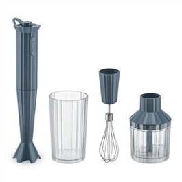 Alessi MDL10S G - Batteur plongeur design Plissé Plus de Michele De Lucchi - Grise - Avec batteur, picador et bol mélangeur - Facile à nettoyer et lavable au lave-vaisselle
