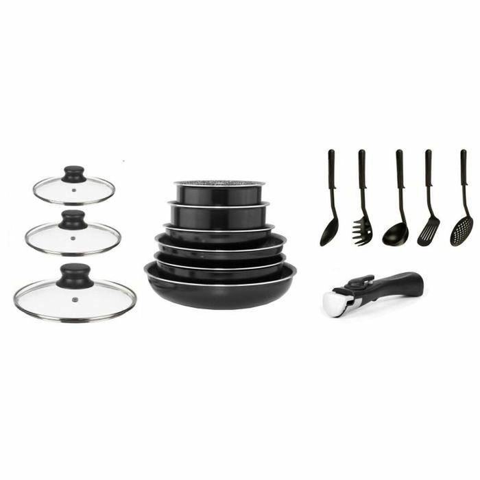 Arthur Martin Batterie de cuisine amovible 15 pièces - Noir Arthur Martin Batterie de cuisine amovible 15 pièces - Noir