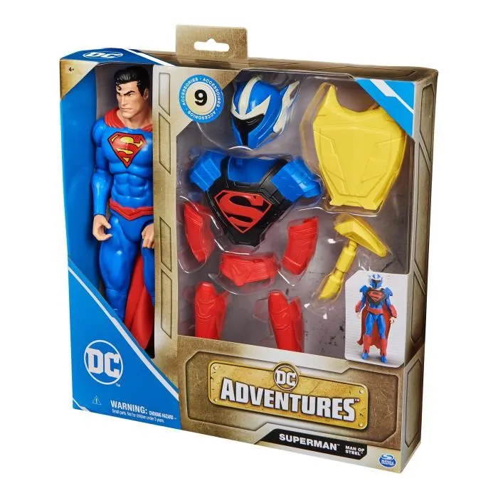 Spin Master DC Adventures Figurine articulée Superman 30 cm avec 17 points d'articulation et accessoires d'armure - Pour enfants dès 4 ans