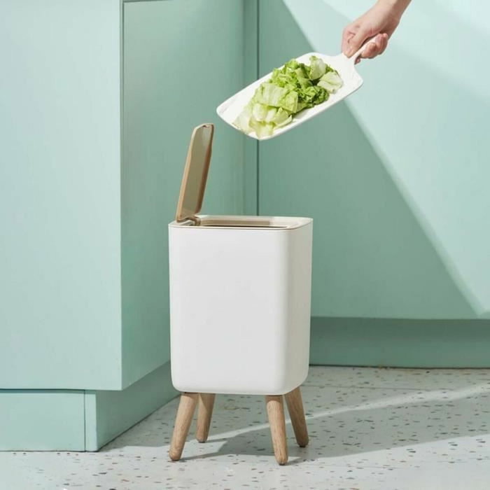 Kitchen Move MALMO SQUARE Poubelle de salle de bain 10L Bois