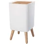 Kitchen Move MALMO SQUARE - Poubelle de salle de bain avec ouverture par pression, 10L, couleur bois design - 21.3 x 21.3 x 33.2 cm, fermeture insonore et anti-odeurs