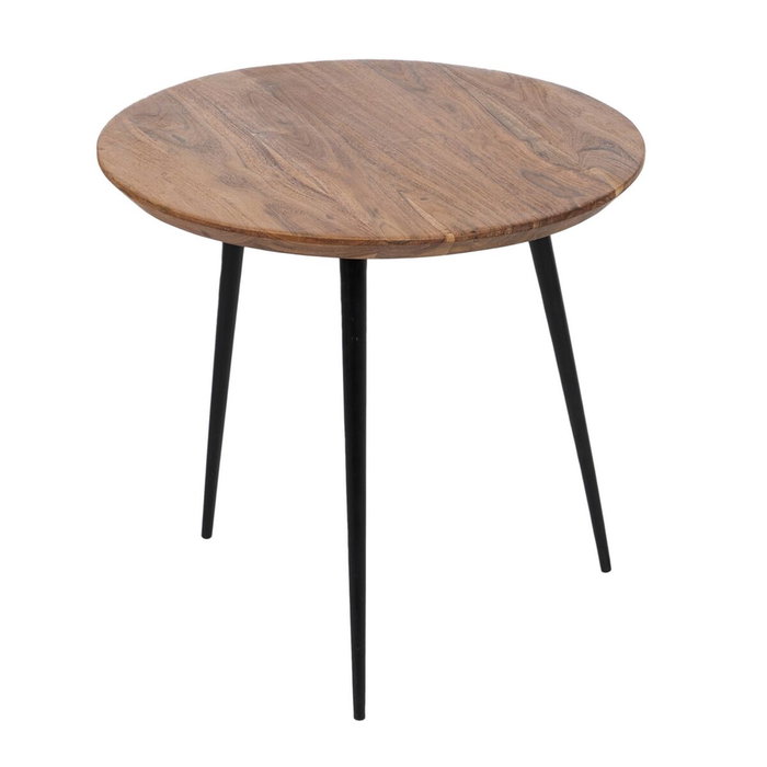 Jeu de 2 tables Noir Naturel Métal Fer Bois d'acacia 70 x 70 x 40 cm (2 Unités)