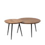 Jeu de 2 tables Noir Naturel Métal Fer Bois d'acacia 70 x 70 x 40 cm (2 Unités)