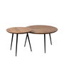 Jeu de 2 tables Noir Naturel Métal Fer Bois d'acacia 70 x 70 x 40 cm (2 Unités)