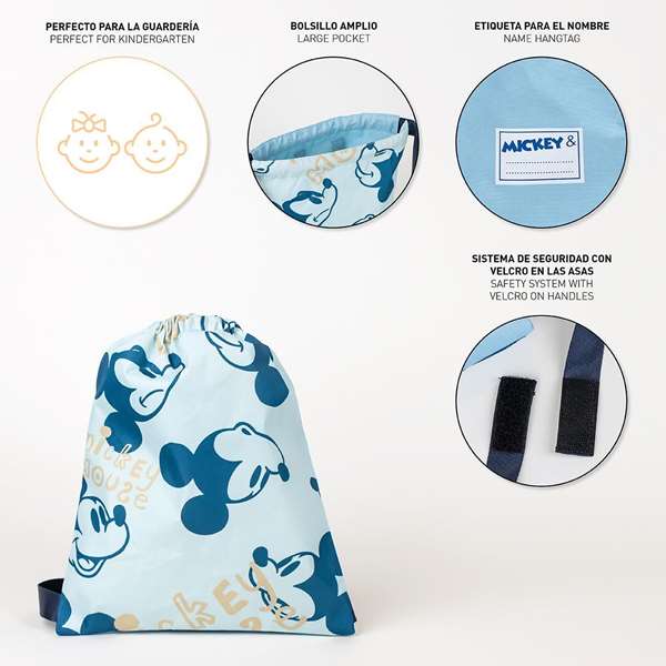 Cerdà Saquito Estampado Mickey, Coussin Petit Format 27 x 33 x 1 cm, Bleu, à partir de 1 an, Instructions Multilingues