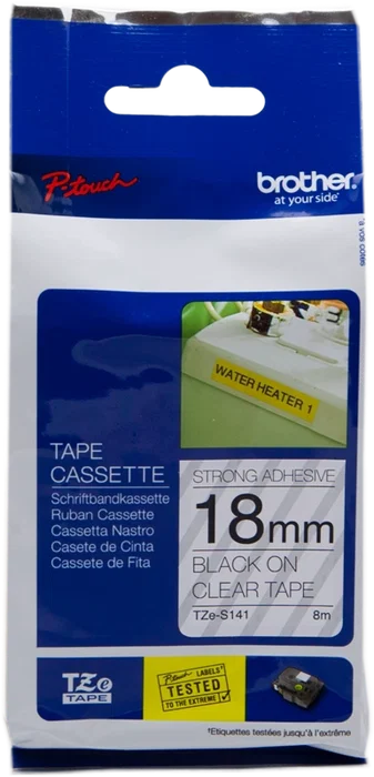 Brother TZe-S141 Ruban d'impression Noir sur transparent 18 mm x 8 m