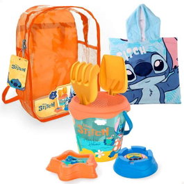 Color Baby Set Mochila Cubo Playa Stitch avec 3 Accessoires et Poncho