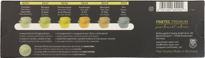 Finetec FINETEC® Premium set de aquarelas nacaradas Antique Tones | 6 couleurs