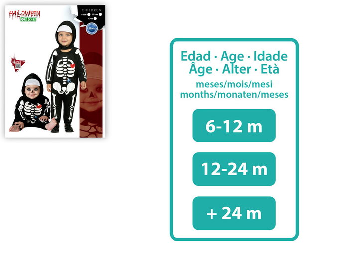 Disfraz Esqueleto de Halloween para Bebe de 24 Meses - Conjunto con Estampado de Esqueleto y Corazon - Negro Disfraz Esqueleto de Halloween para Bebe de 24 Meses - Conjunto con Estampado de Esqueleto y Corazon - Negro