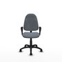Chaise de bureau Algarra avec mécanisme de contact permanent de base, recouverte de tissu gris. Équipée d'une base en polyamide noir, d'accoudoirs fixes et de roulettes en nylon de 50 mm.