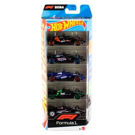 Hot Wheels - Pack de 5 Voitures de F1 à l'échelle 1:64 - Détails métalliques - Inclut RB, Sauber, Haas, McLaren, Alpine