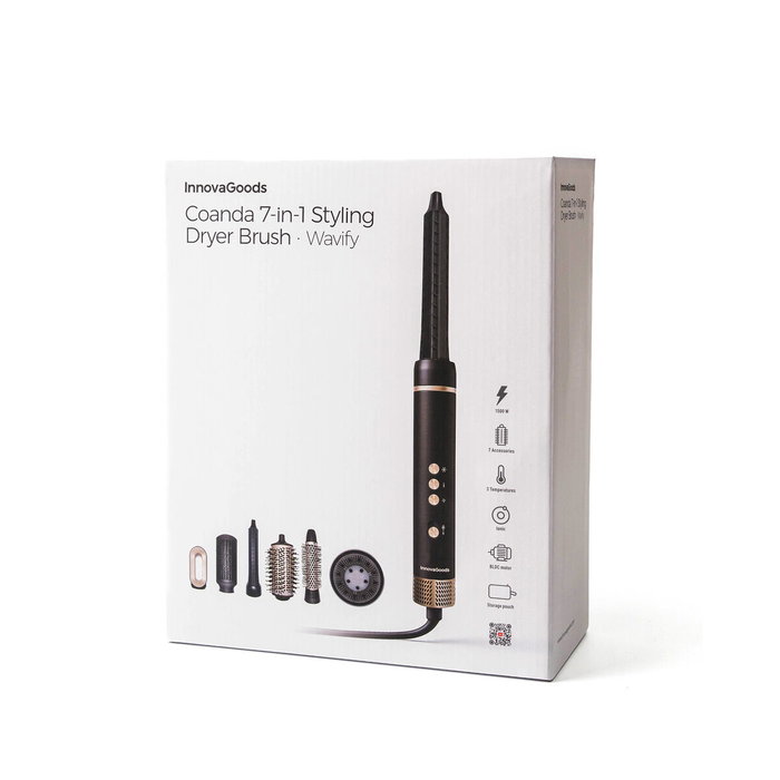 Brosse Sèche-Cheveux et Coiffeur Multifonction Ionique avec Technologie Coanda et 7 Accessoires Wavify InnovaGoods