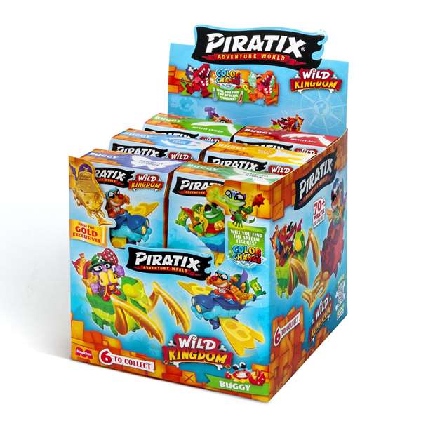 Magic Box Figurine Piratix Wild Kingdom Buggies avec véhicule, figurine surprise, trésor exclusif et drapeau - 7 x 9 x 6,5 cm - Modèles assortis