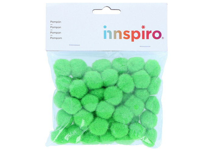 Innspiro Pompons en polypropylène vert 25 mm, 50 unités Innspiro Pompons en polypropylène vert 25 mm, 50 unités