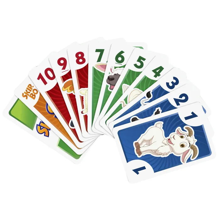 Mattel Skip-Bo Junior - Jeu de cartes 112 cartes avec 2 niveaux de jeu