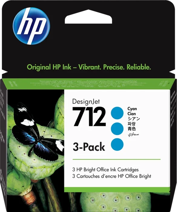 HP HP 712 Cyan Lot de 3 Cartouches d'Encre Originales
