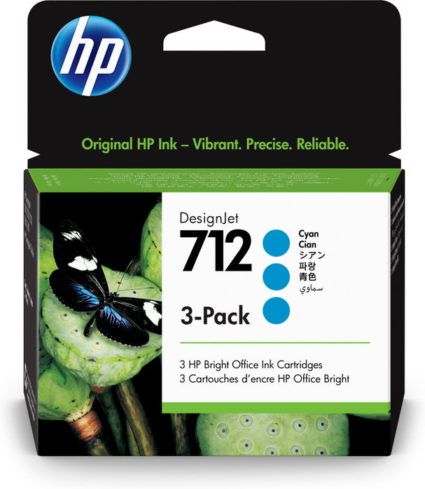HP HP 712 Cyan Lot de 3 Cartouches d'Encre Originales