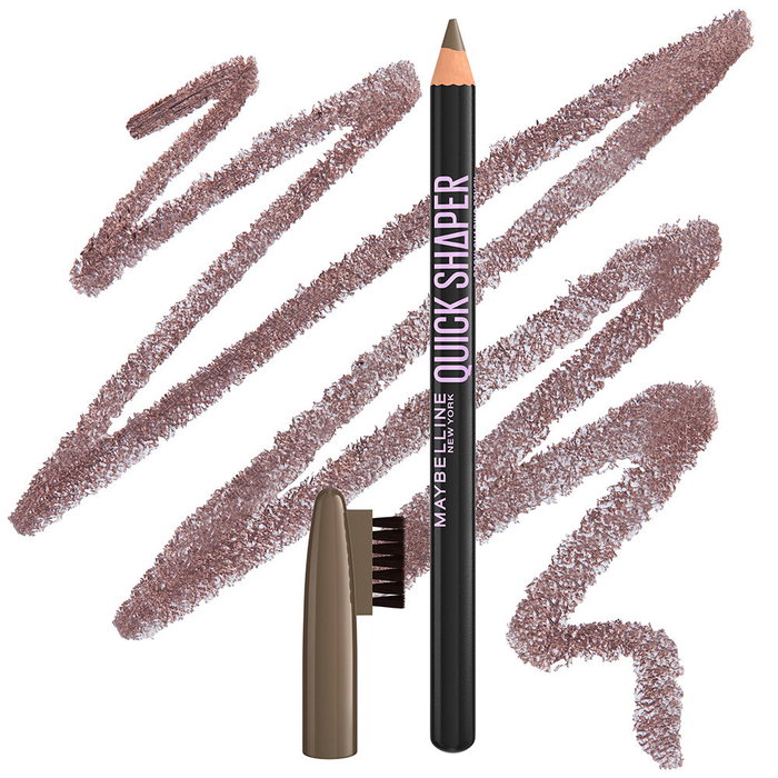Maybelline Crayon à sourcils Quick Shaper n°04 Brun moyen - Définition longue tenue 24h, finition naturelle et précise avec brosse intégrée, 1 unité