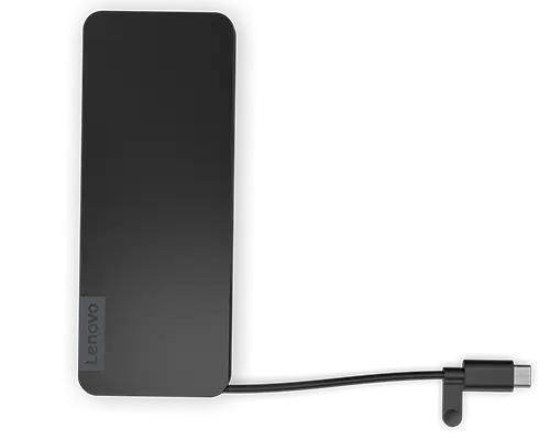 Lenovo 4X11N40212 Station d'accueil USB-C plat Voyage Noir - Hub USB-A USB-C HDMI 4K Power Delivery 65W Lecteur SD