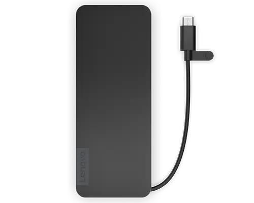 Lenovo 4X11N40212 Station d'accueil USB-C plat Voyage Noir - Hub USB-A USB-C HDMI 4K Power Delivery 65W Lecteur SD