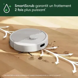 iRobot Roomba Plus 405 Combo Robot Aspirateur Laveur - LiDAR Clearview - Puissance 7000 Pa, Autonomie 1h45, Réservoir 295 ml, Base Multifonction, Design Blanc