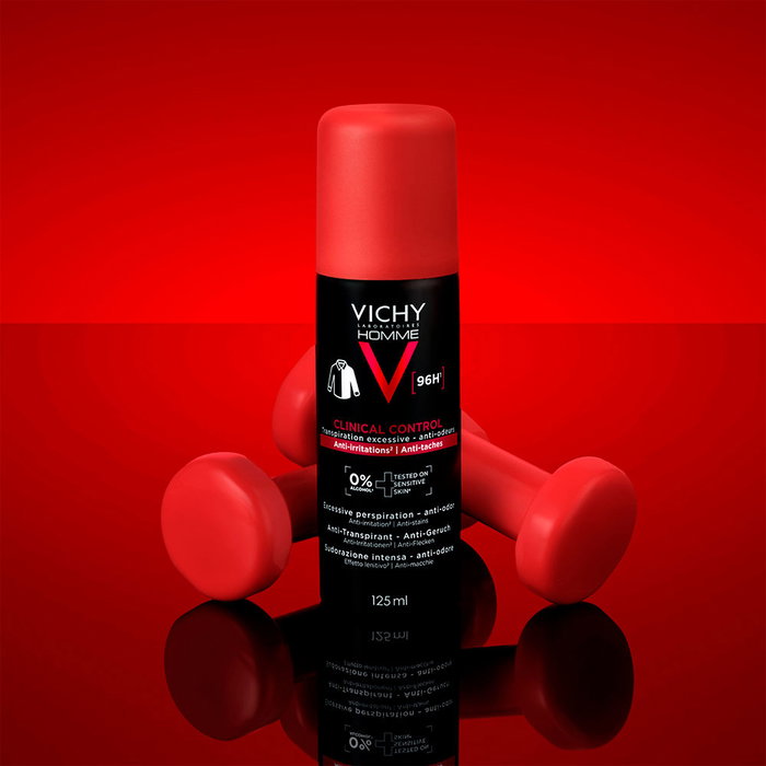 Vichy Déodorant antitranspirant en spray Homme pour peaux sensibles, sans alcool, 125 ml Vichy Déodorant antitranspirant en spray Homme pour peaux sensibles, sans alcool, 125 ml