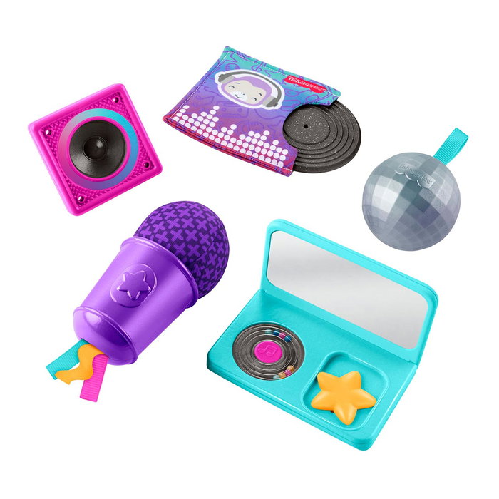 Fisher-Price Conjunto de regalo DJ Mis primeros momentos - Set d'activités musicales avec portátil, micro, sonajero et mordedor pour bébé dès 3 mois (JMF07)