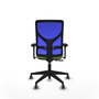 Chaise Motilla Synchro 3 positions tissu Vert pistache Maille Bleu Base pyramidale noire Accoudoir 3D Sans appui-tête Roulettes 65mm pour moquette