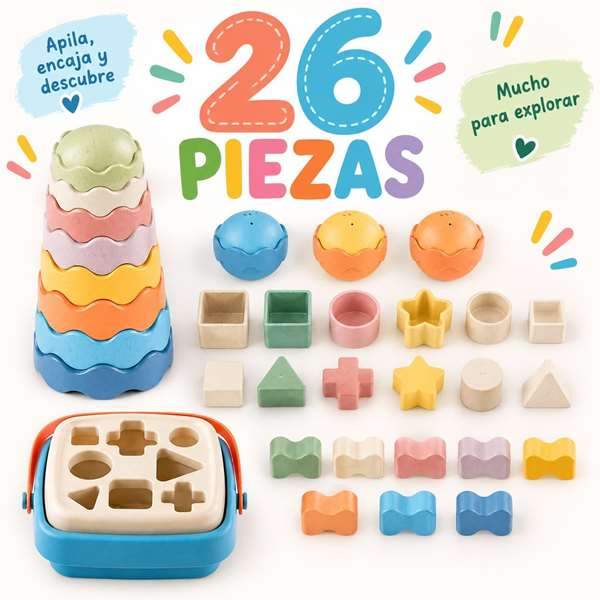Jugatoys - misprimerosjuguetes Tours empilables et emboîtables pour enfants 33x11x23cm