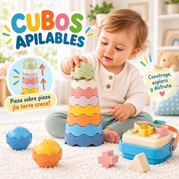 Jugatoys - misprimerosjuguetes Tours empilables et emboîtables pour enfants 33x11x23cm