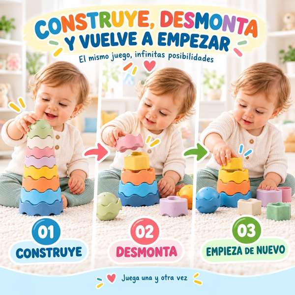 Jugatoys - misprimerosjuguetes Tours empilables et emboîtables pour enfants 33x11x23cm