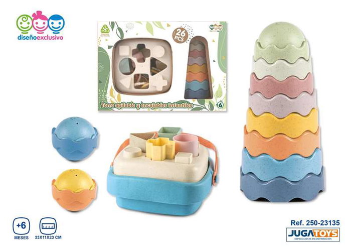 Jugatoys - misprimerosjuguetes Tours empilables et emboîtables pour enfants 33x11x23cm
