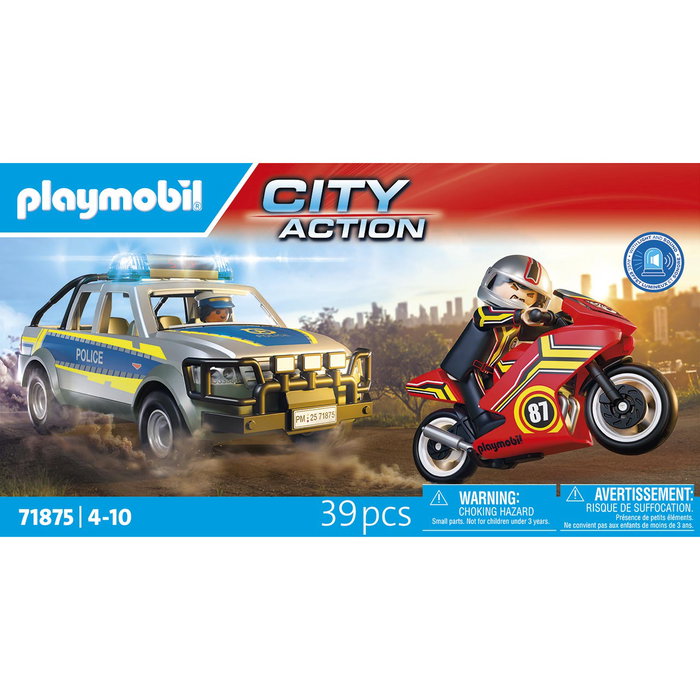 Playmobil Pick-up de police, moto & 2 personnages