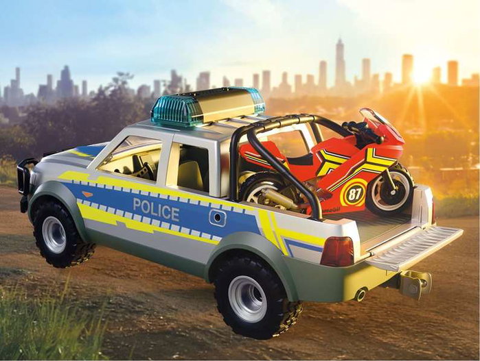 Playmobil Pick-up de police, moto & 2 personnages