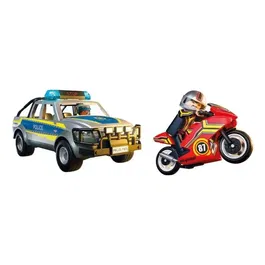 Playmobil 71875 - Pick-up de police, moto et 2 personnages - Les policiers - City Action - 39 pièces - Jouet enfant dès 4 ans