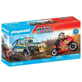 Playmobil 71875 - Pick-up de police, moto et 2 personnages - Les policiers - City Action - 39 pièces - Jouet enfant dès 4 ans