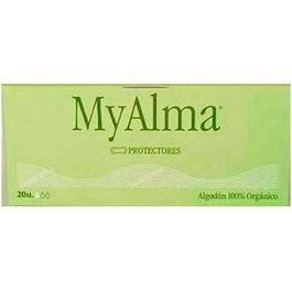 MYALMA Protegeslips 100 % Coton Biologique 20 Unités, Absorbants, Hipoallergéniques, Transpirables, Naturels