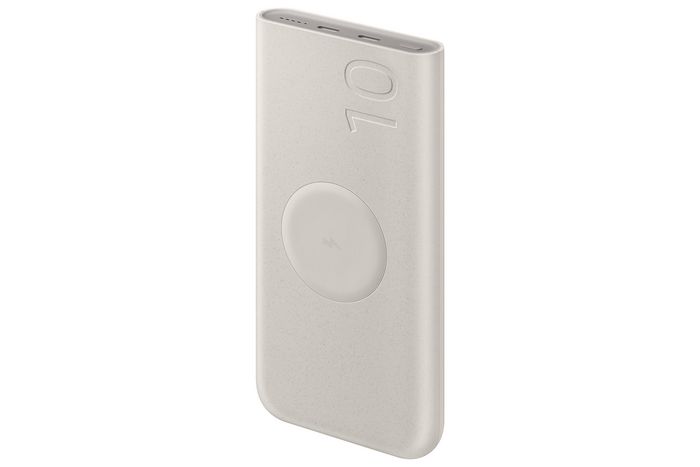 Samsung Batterie Externe Portable 10 000 mAh - Charge Rapide 25W USB-C et Charge sans fil Qi 7.5W - Charge Triple - Matériaux Recyclés